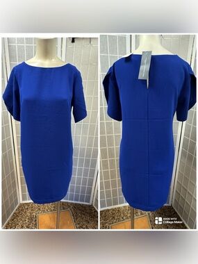 French collection Blue Boatneck Shift Dress -  Classic Women size medium